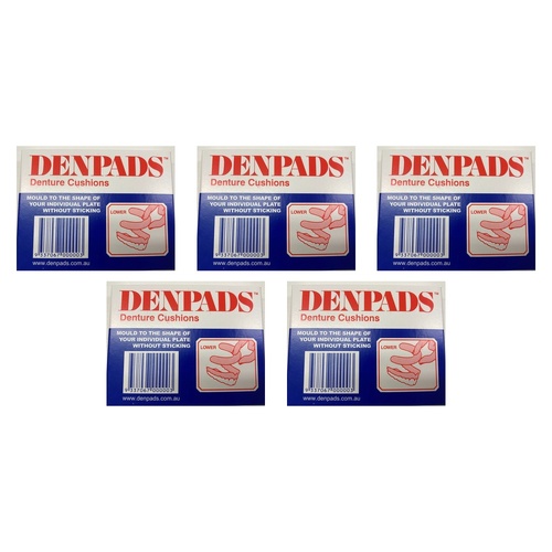 Denpads Lower Denture Cushions 5 Pack Bundle of 5