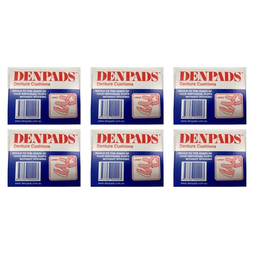 Denpads Lower Denture Cushions 5 Pack Bundle of 6