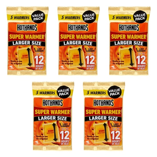 Hot Hands Super Hand & Body Warmer 5 Pack x 6 Bundle of 5