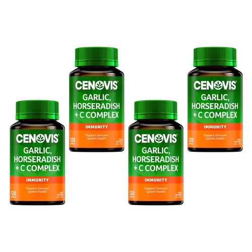 Cenovis Garlic, Horseradish & C Complex Immunity 120 Capsules Pack of 4