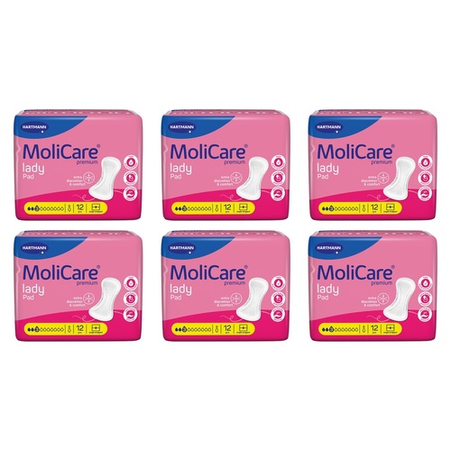 MoliCare Premium Lady Pad 3 Drops 12 Pack x 12 Bundle of 6