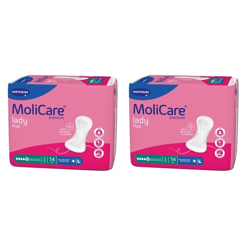 MoliCare Premium Lady Pad 5 Drops Night Time 14 Pack x 12 Bundle of 2
