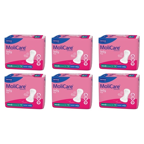 MoliCare Premium Lady Pad 5 Drops Night Time 14 Pack x 12 Bundle of 6