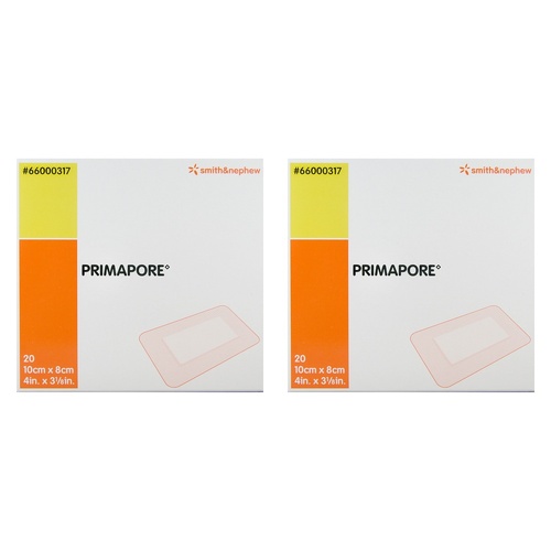 PRIMAPORE Adhesive Wound Dressing 10cm x 8cm 20 Pack Bundle of 2