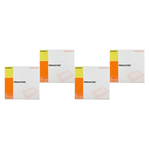 PRIMAPORE Adhesive Wound Dressing 10cm x 8cm 20 Pack Bundle of 4