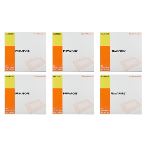 PRIMAPORE Adhesive Wound Dressing 10cm x 8cm 20 Pack Bundle of 6