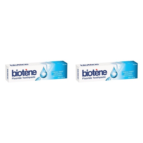Biotene Dry Mouth Relief Fluoride Toothpaste Fresh Mint Original 120g Pack of 2