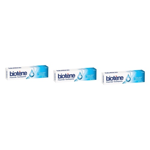 Biotene Dry Mouth Relief Fluoride Toothpaste Fresh Mint Original 120g Pack of 3