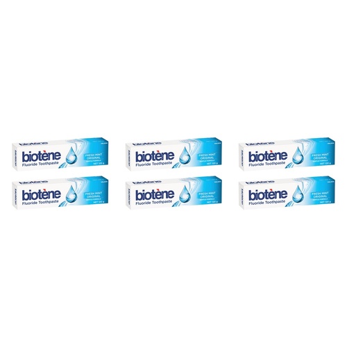 Biotene Dry Mouth Relief Fluoride Toothpaste Fresh Mint Original 120g Pack of 6