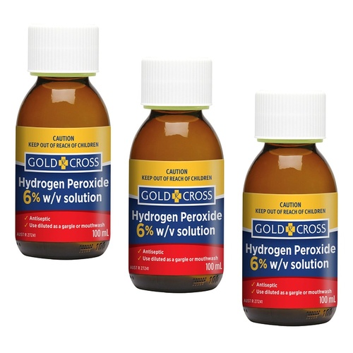 Goldx Hydrogen Peroxide 6% 100mL Pack of 3
