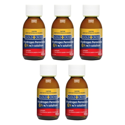 Goldx Hydrogen Peroxide 6% 100mL Pack of 5