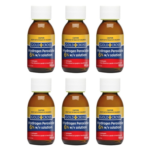 Goldx Hydrogen Peroxide 6% 100mL Pack of 6