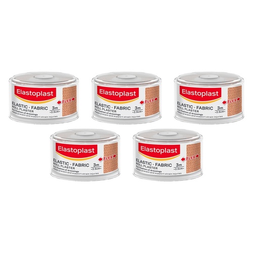 Elastoplast Elastic Fabric Roll Plaster 2.5cm x 3m Pack of 5