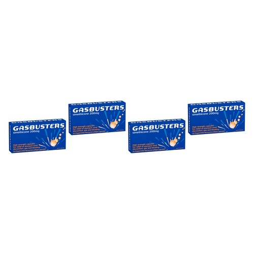 Gasbusters Simethicone 200mg Peppermint Flavoured 24 Soft Gel Capsules Pack of 4