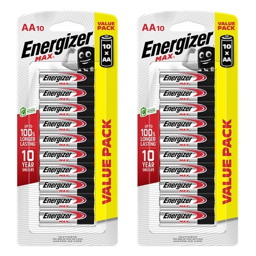 Energizer Max AA Alkaline Batteries 10 Pack Bundle of 2
