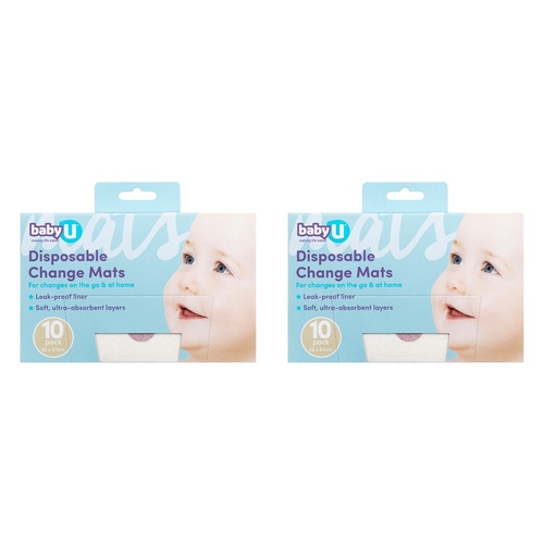 Baby U Disposable Change Mats 10 Pack Bundle of 2