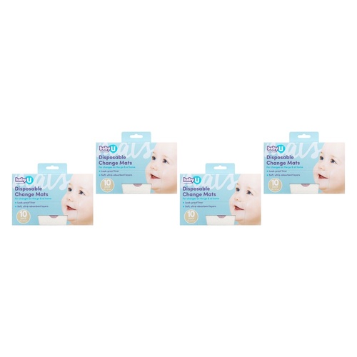 Baby U Disposable Change Mats 10 Pack Bundle of 4