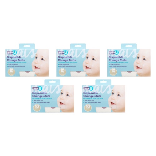 Baby U Disposable Change Mats 10 Pack Bundle of 5