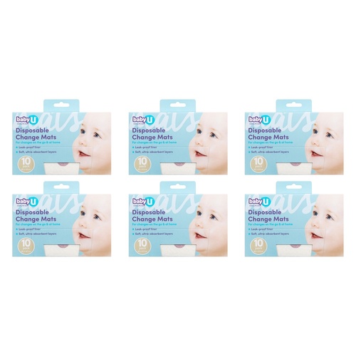 Baby U Disposable Change Mats 10 Pack Bundle of 6