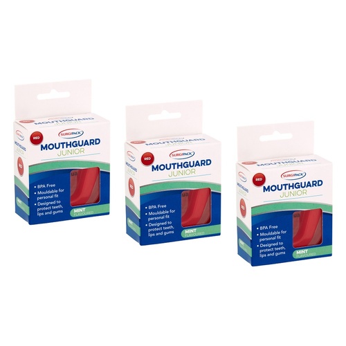SurgiPack Mouthguard Junior Red Pack of 3