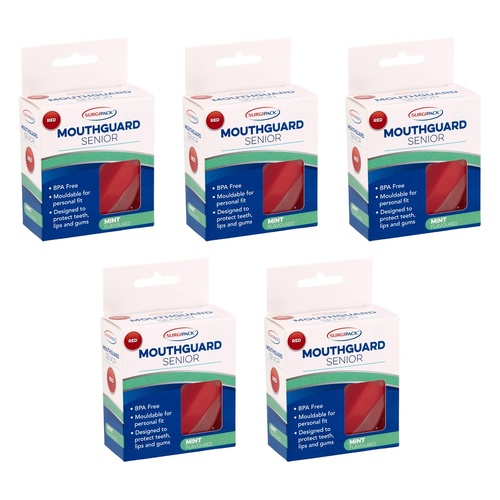 SurgiPack Mouthguard Senior Red Pack of 5