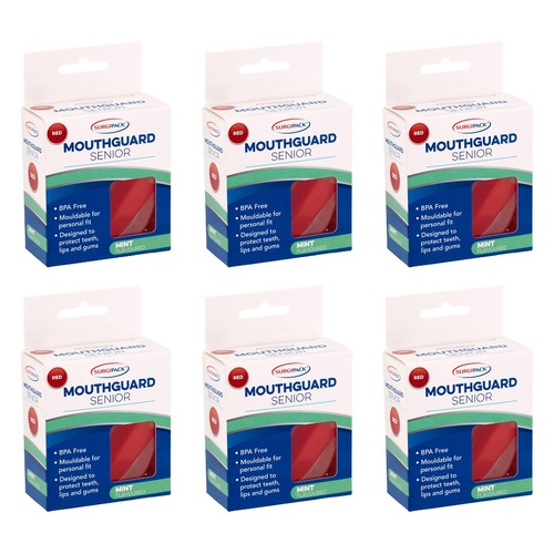 SurgiPack Mouthguard Senior Red Pack of 6