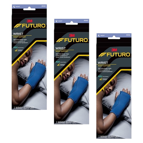 Futuro Wrist Night Support Adjustable Blue Pack of 3