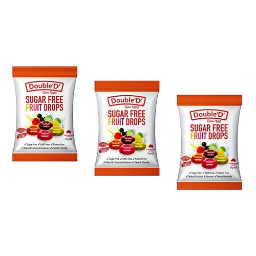Double D Sugar Free Fruit Drops 70g x 12 Bundle of 3