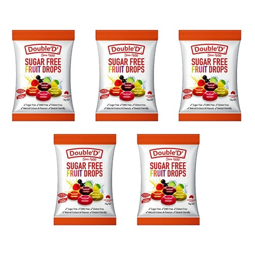 Double D Sugar Free Fruit Drops 70g x 12 Bundle of 5