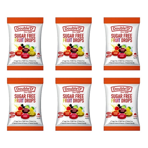 Double D Sugar Free Fruit Drops 70g x 12 Bundle of 6
