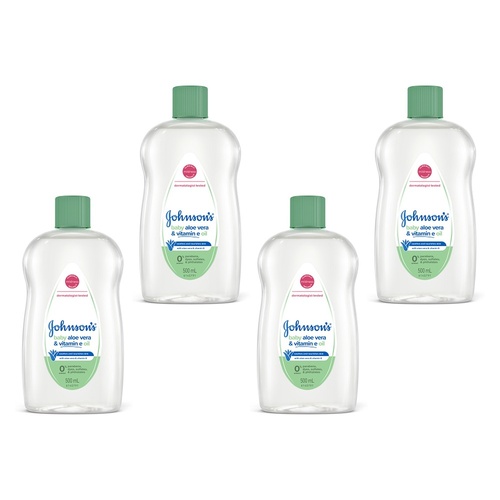 Johnson's Baby Aloe Vera & Vitamin E Oil 500mL Pack of 4