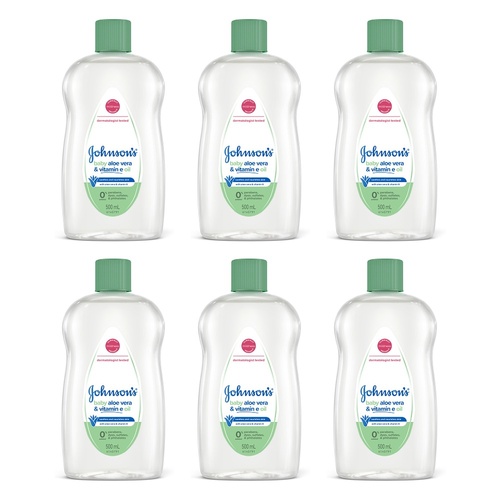 Johnson's Baby Aloe Vera & Vitamin E Oil 500mL Pack of 6