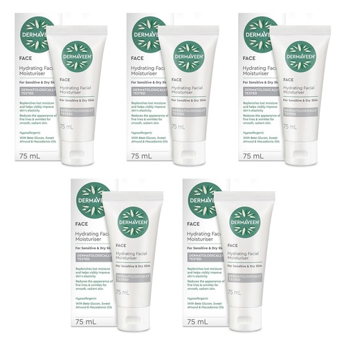 DermaVeen Hydrating Facial Moisturiser 75mL Pack of 5