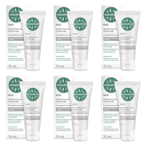 DermaVeen Hydrating Facial Moisturiser 75mL Pack of 6