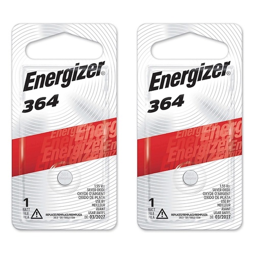 Energizer 364 Silver Oxide Watch Battery Pack of 2