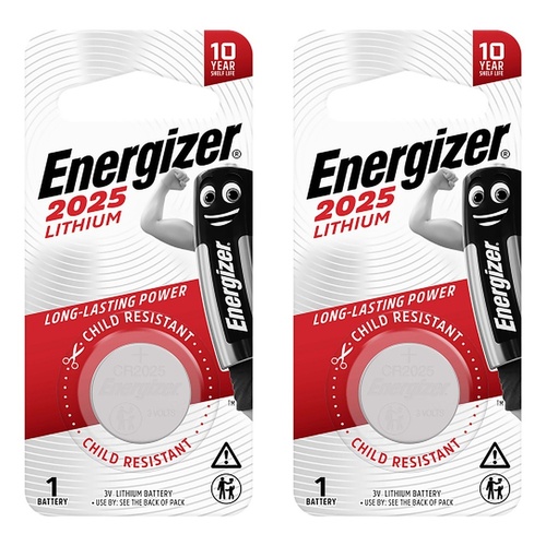 Energizer 2025 Lithium Coin Battery Pack of 2