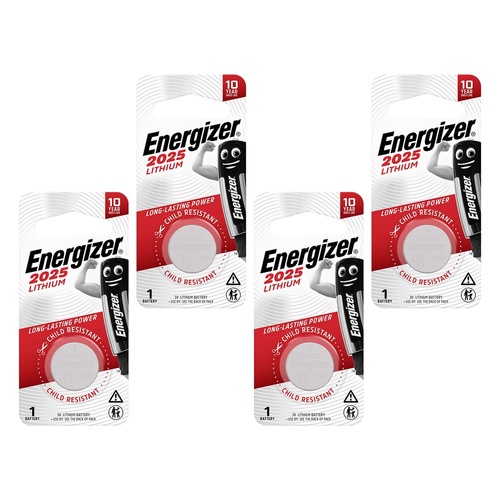 Energizer 2025 Lithium Coin Battery Pack of 4