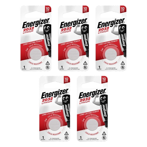 Energizer ECR2032 Lithium Coin Battery Pack of 5