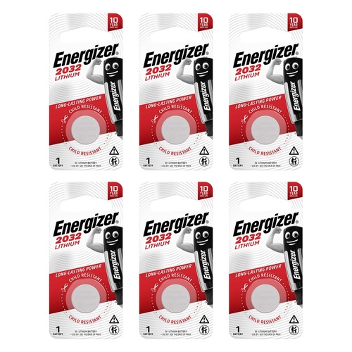 Energizer ECR2032 Lithium Coin Battery Pack of 6
