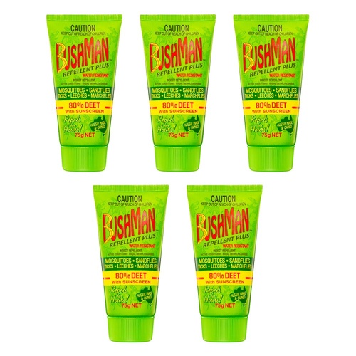 Bushman Plus Gel with Sunscreen & Insect Repellent 75g Pack of 5
