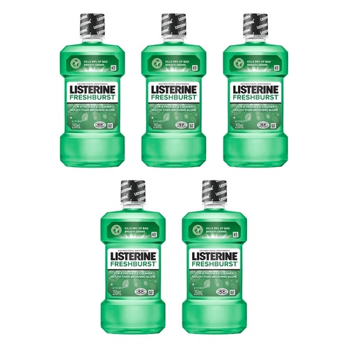 Listerine FreshBurst Antibacterial Mouthwash 250mL Pack of 5
