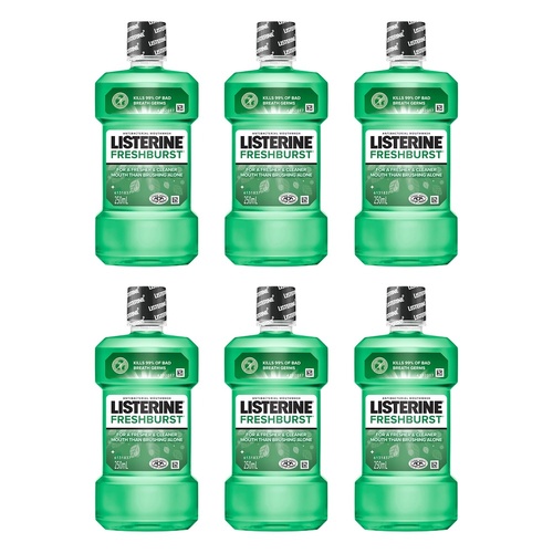 Listerine FreshBurst Antibacterial Mouthwash 250mL Pack of 6