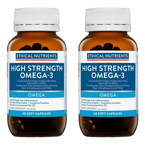 Ethical Nutrients High Strength Omega-3 Fish Oil 60 Capsules Pack of 2