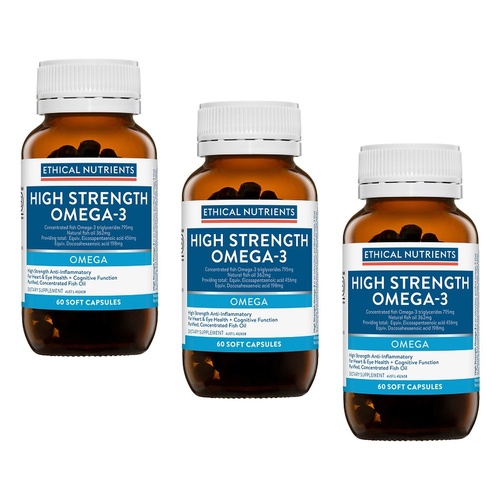 Ethical Nutrients High Strength Omega-3 Fish Oil 60 Capsules Pack of 3