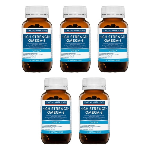 Ethical Nutrients High Strength Omega-3 Fish Oil 60 Capsules Pack of 5