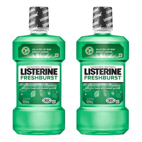 Listerine FreshBurst Antibacterial Mouthwash 500mL Pack of 2