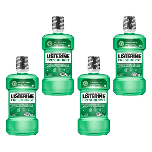 Listerine FreshBurst Antibacterial Mouthwash 500mL Pack of 4