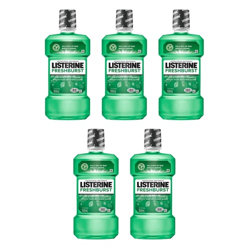 Listerine FreshBurst Antibacterial Mouthwash 500mL Pack of 5