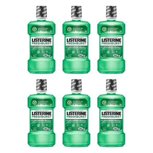 Listerine FreshBurst Antibacterial Mouthwash 500mL Pack of 6