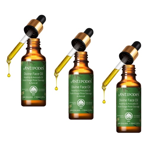 Antipodes Divine Face Oil Organic Avocado Oil & Rosehip 30mL Pack of 3